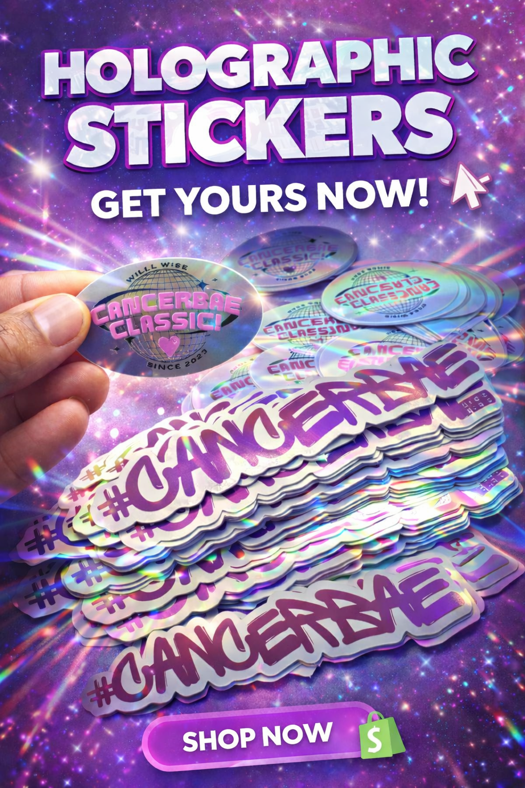 CancerBae Logo Holographic Sticker